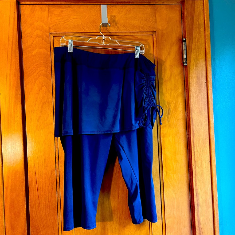 Lands End marine Blue Skirted Swim Capris SZ 2X
